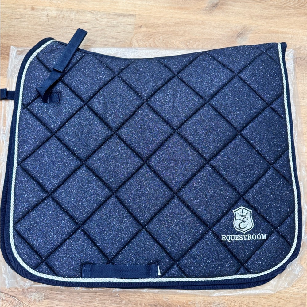 Beautiful sparkly navy Equestroom Dressage Saddle pad with silver trim. NWOT.